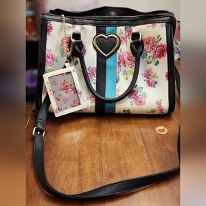 Betsey Johnson floral purse with shoulder strap